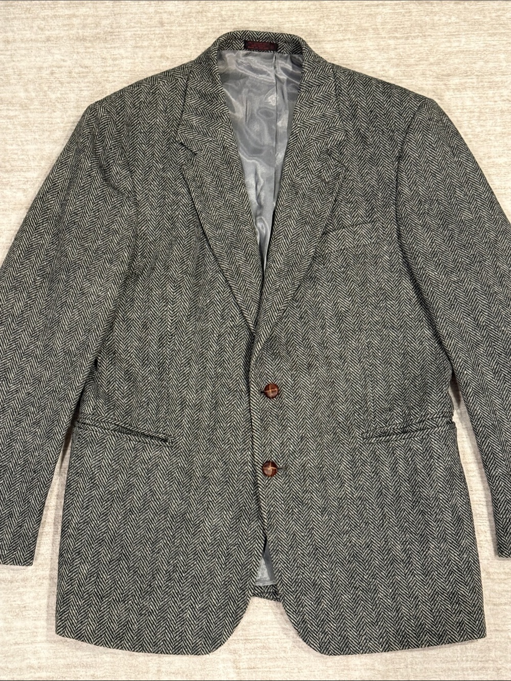 Men’s size 42 R Gray Herringbone Wool Blazer - Unbranded